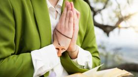 Woman immersed in spiritual prayer